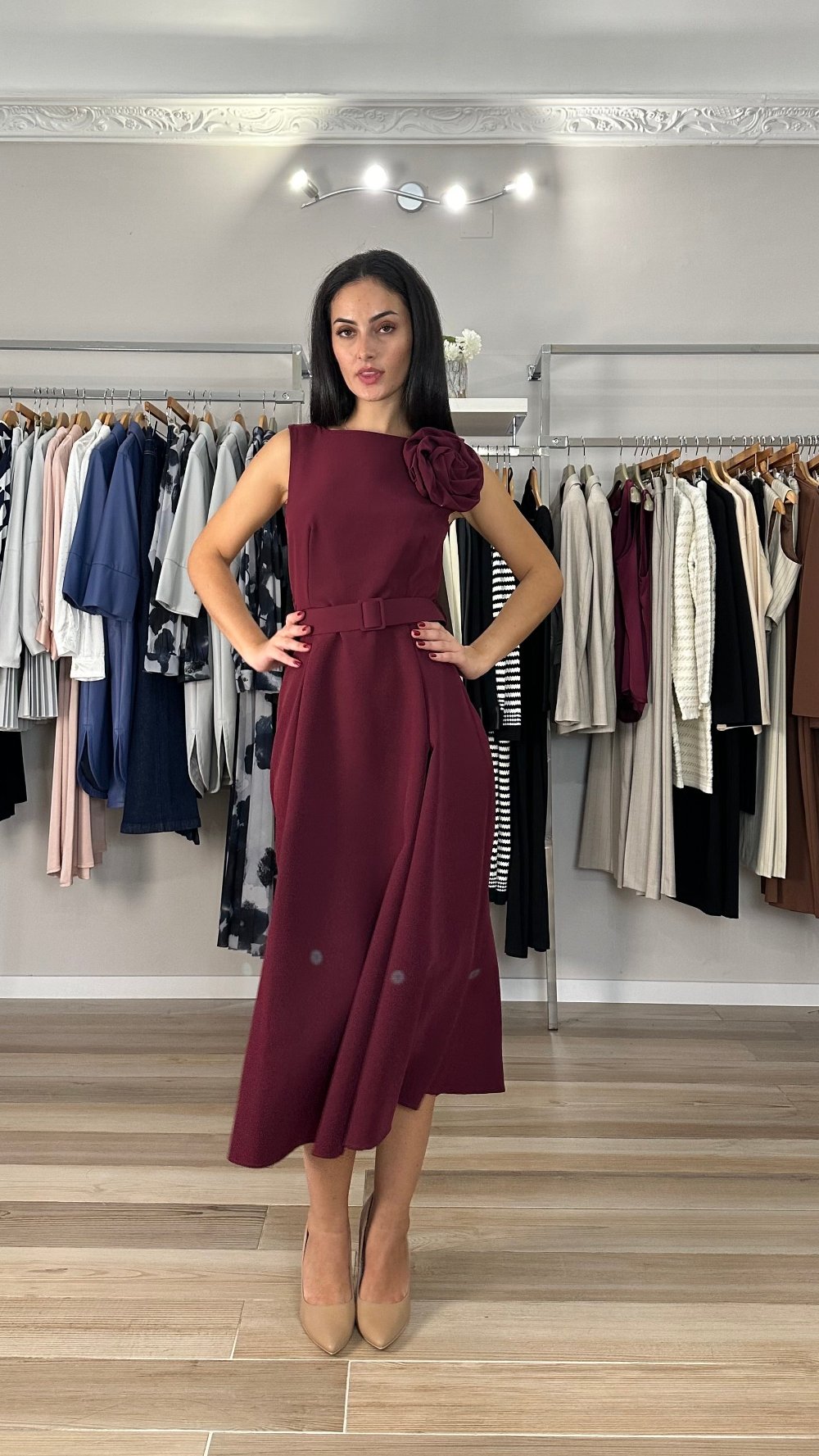 Abito Maryley bordeaux dettaglio