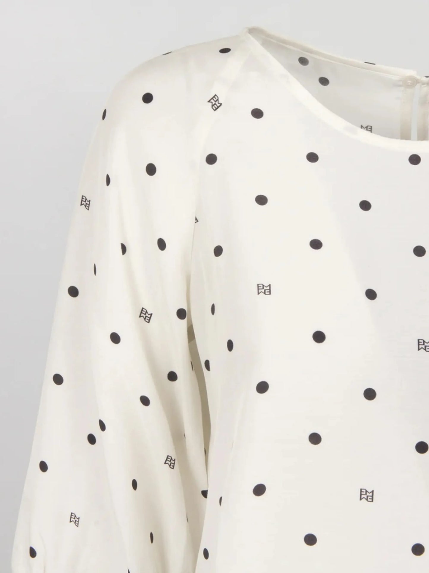 Blusa_Emme_Marella_a_pois_bianco_dettaglio