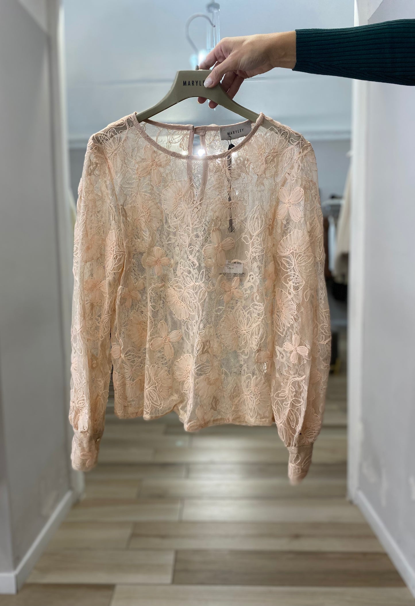 Blusa Maryley rosa in pizzo