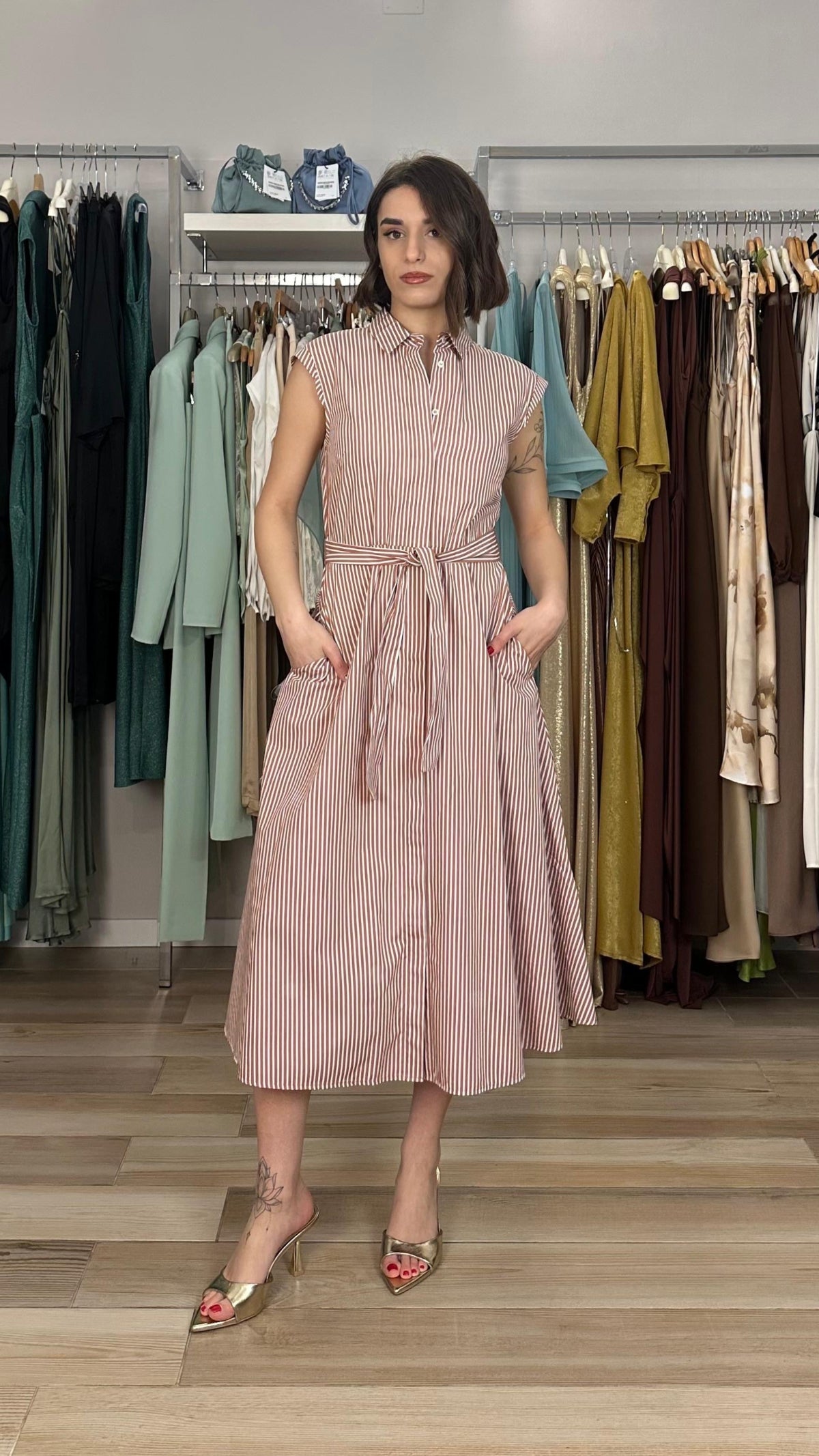 Emme Marella abito a righe dettaglio