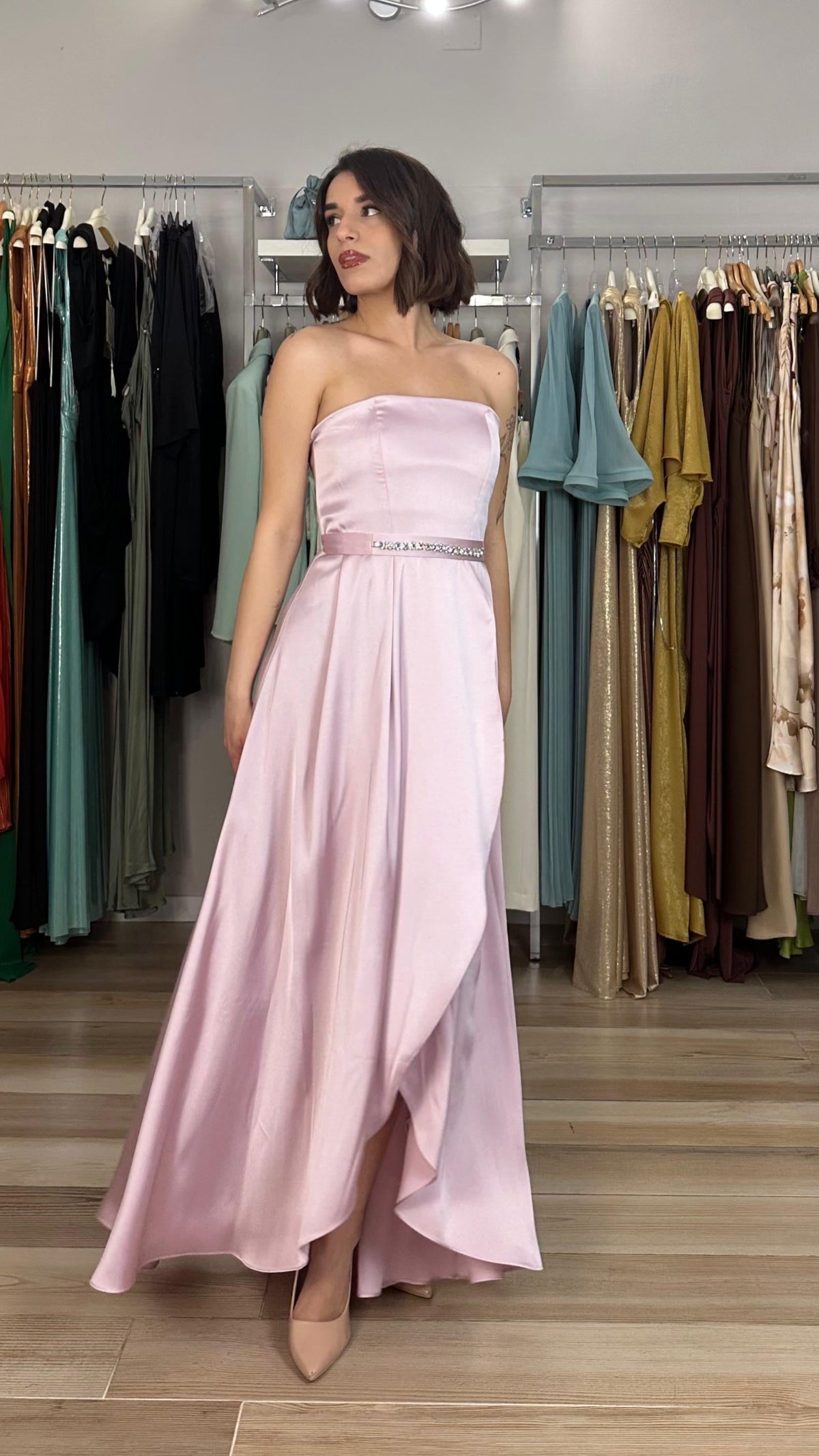 Emme Marella abito rosa a fascia dettaglio