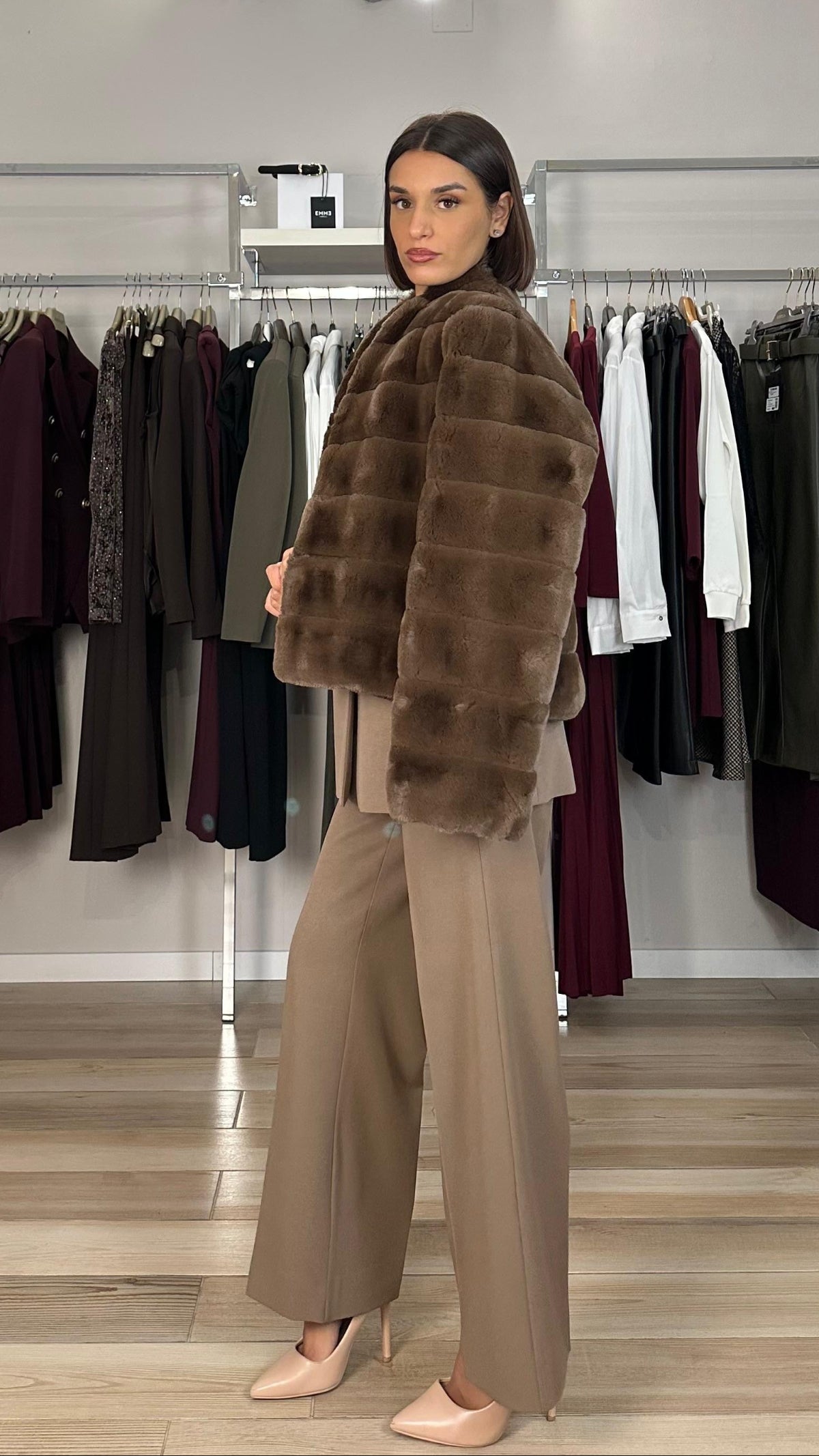 Emme Marella ecopelliccia marrone dettaglio