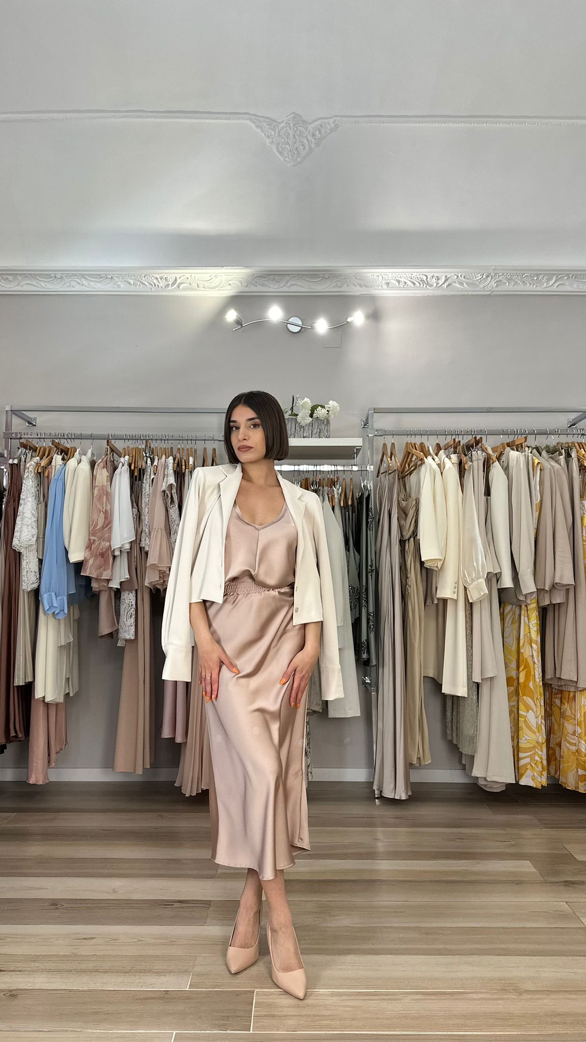 Souvenir gonna midi in satin