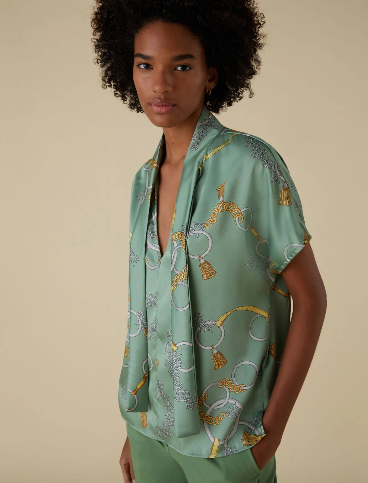Blusa Emme Marella fantasia verde laterale