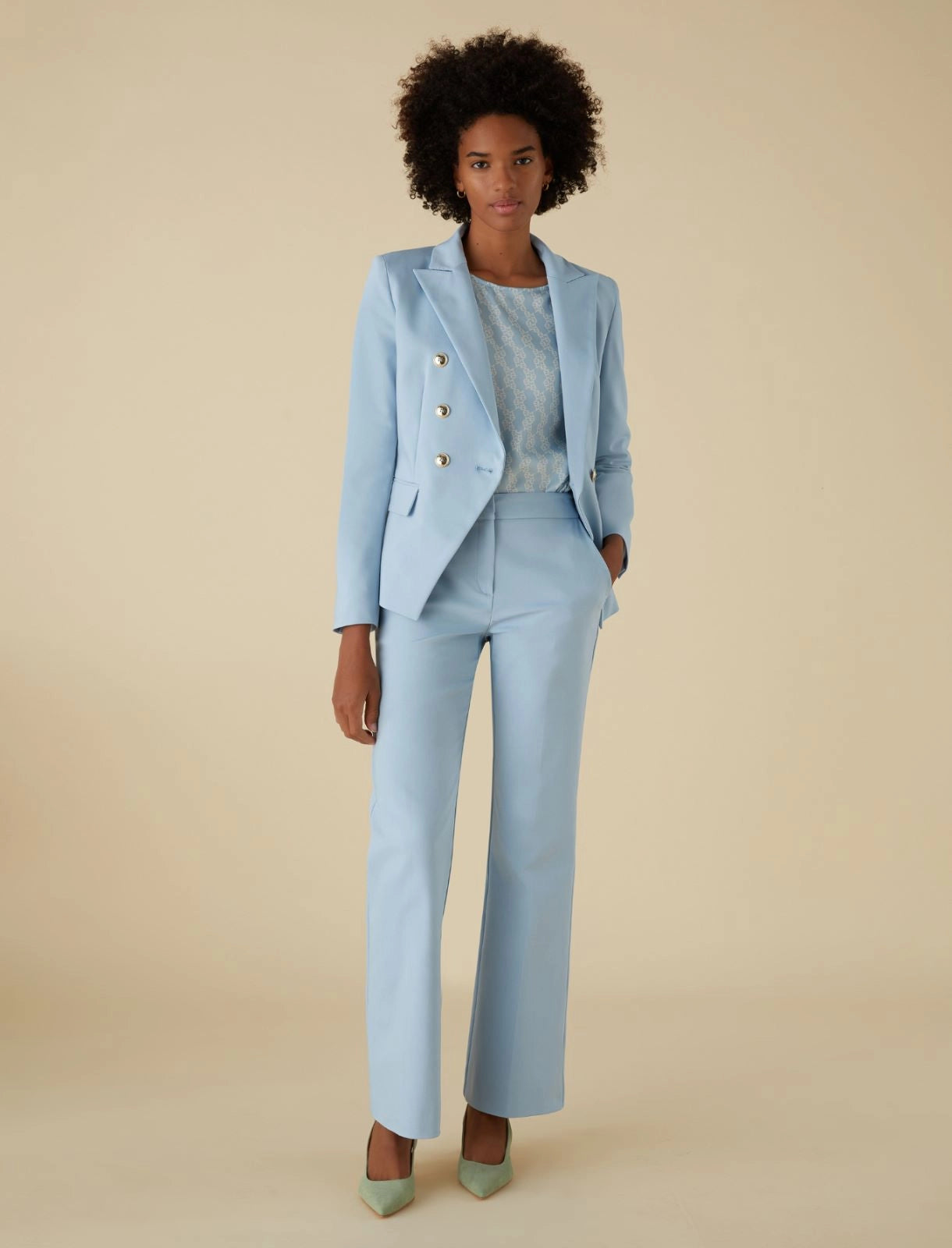 Pantalone Emme Marella celeste dettaglio