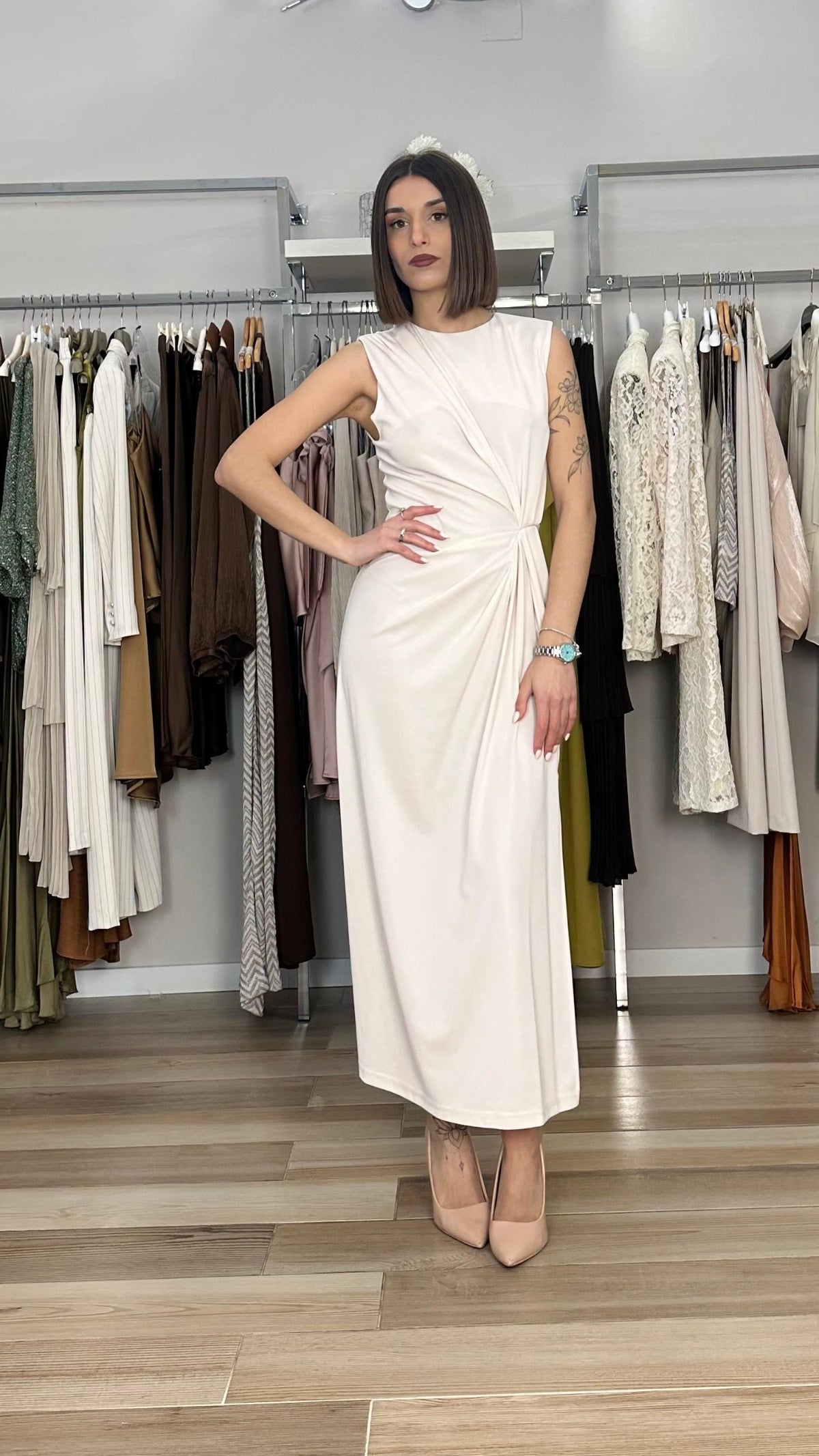 Abito lungo Lokita  beige