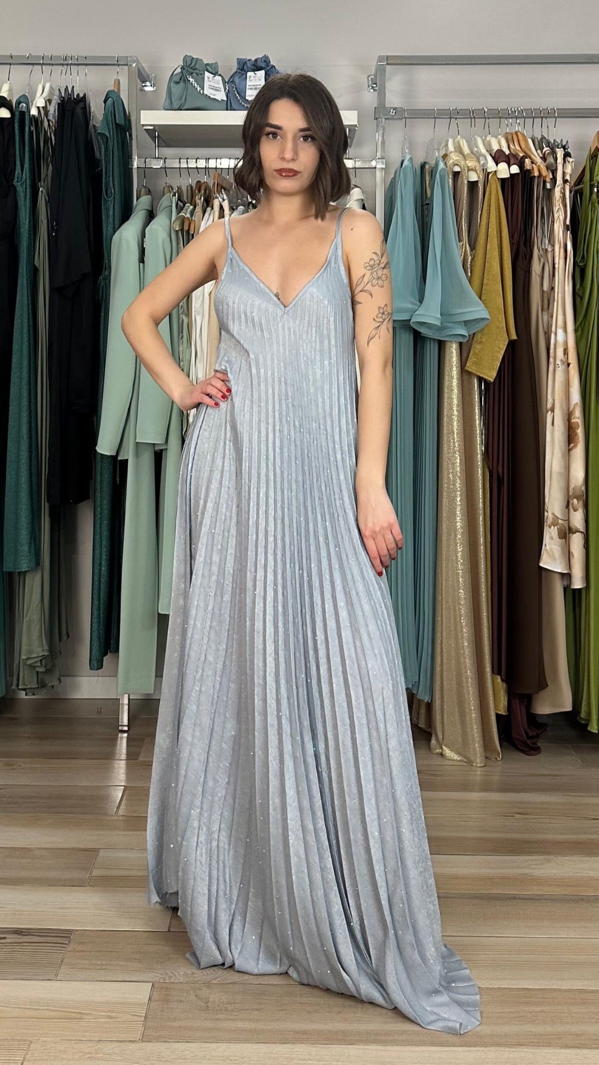 Abito lungo plissè Souvenir frontale