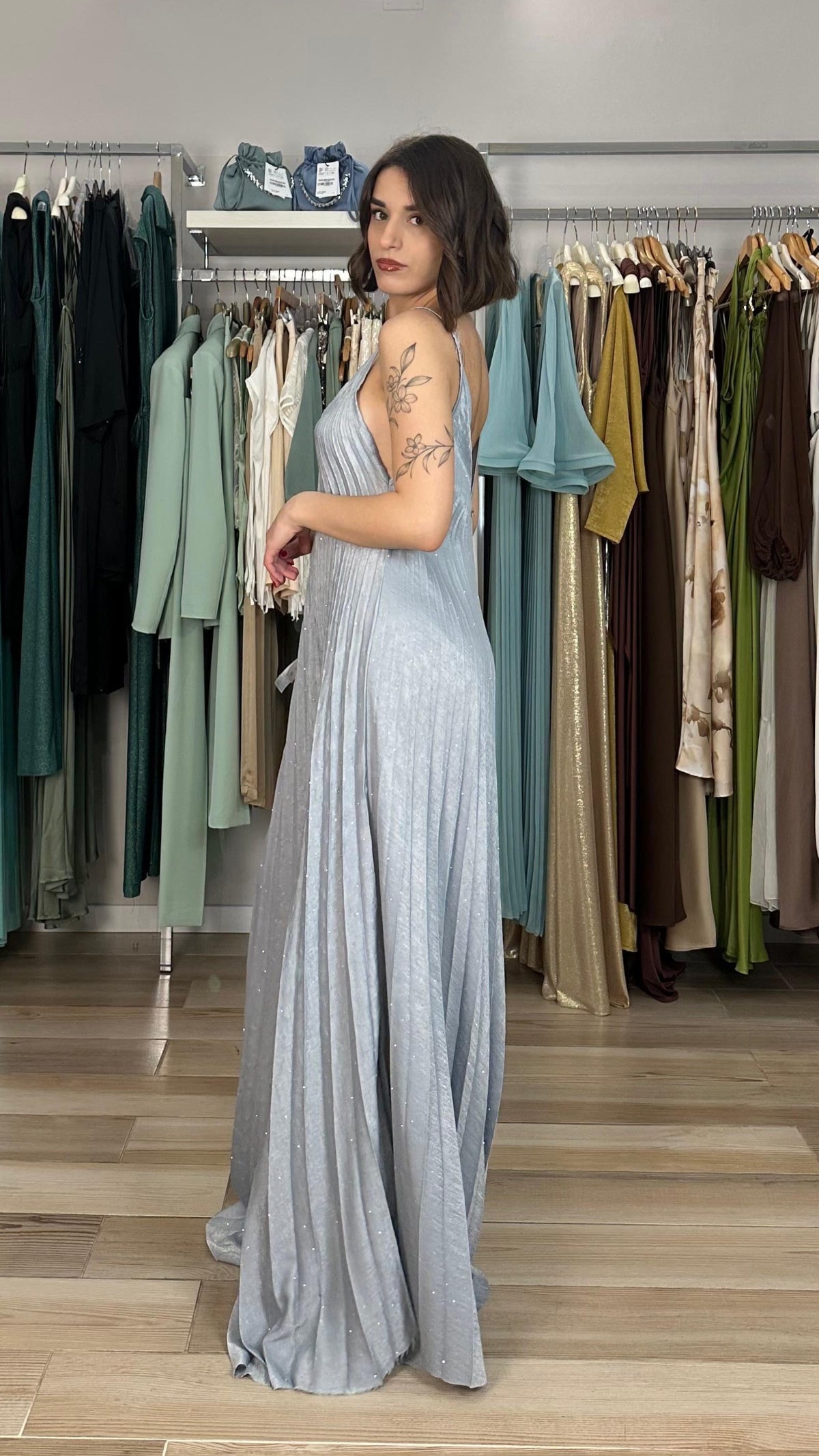 Abito lungo plissè Souvenir laterale