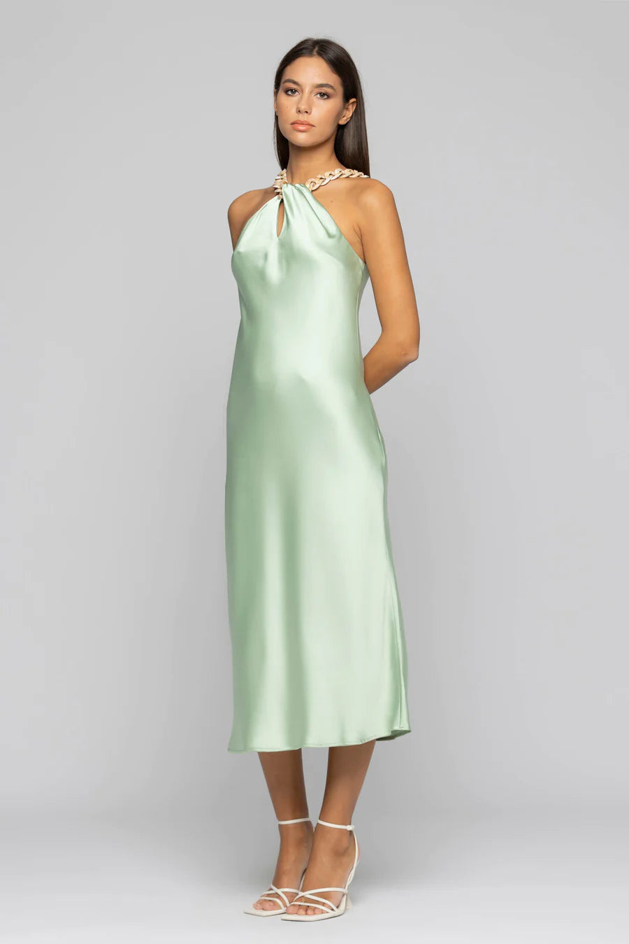 Abito lungo verde menta Kocca laterale