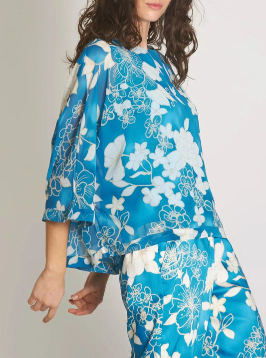 Blusa Emme Marella floreale azzurro