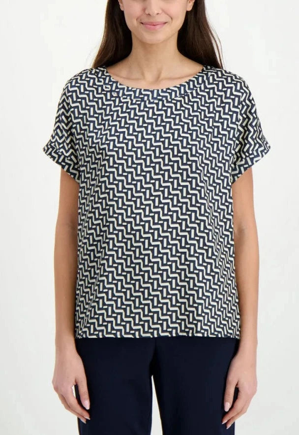Blusa Emme Marella geometrica blu frontale