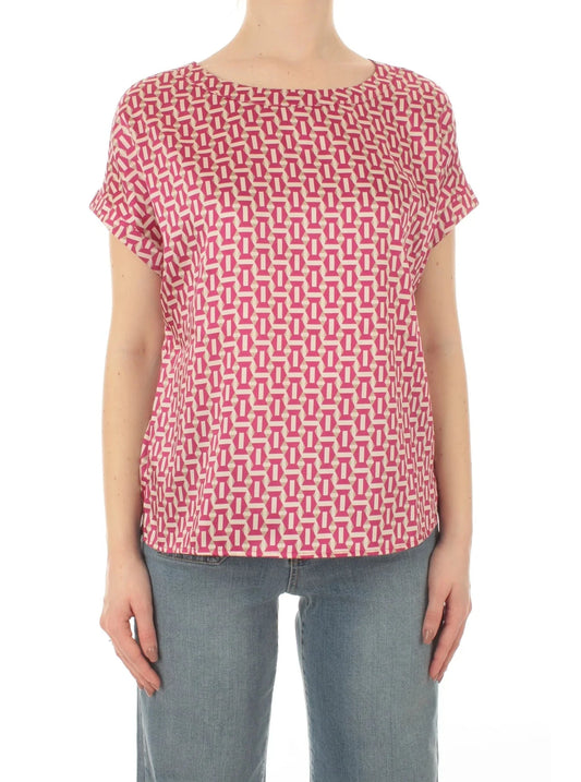 Blusa Emme Marella geometrica fucsia frontale