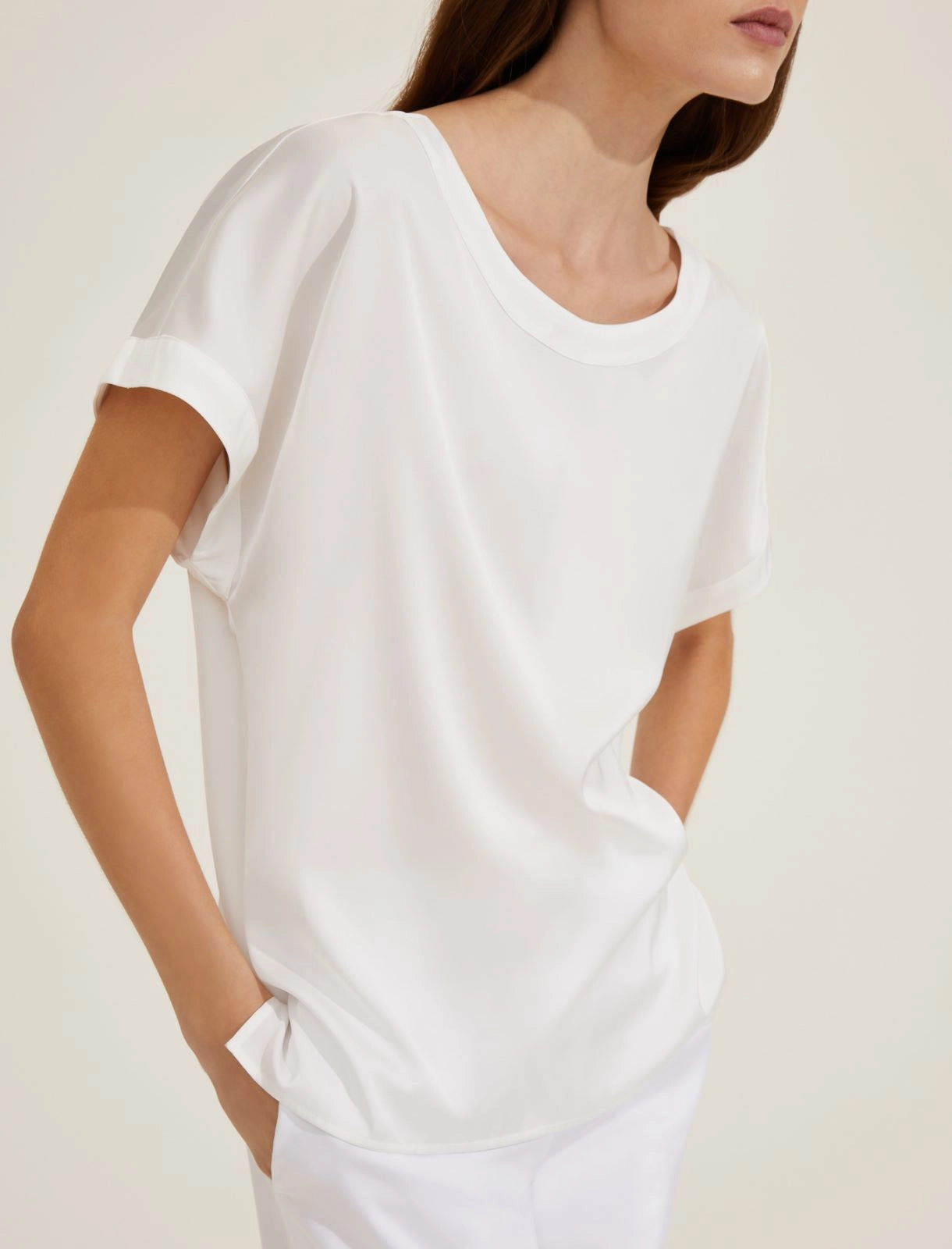 Emme Marella blusa girocollo bianca frontale