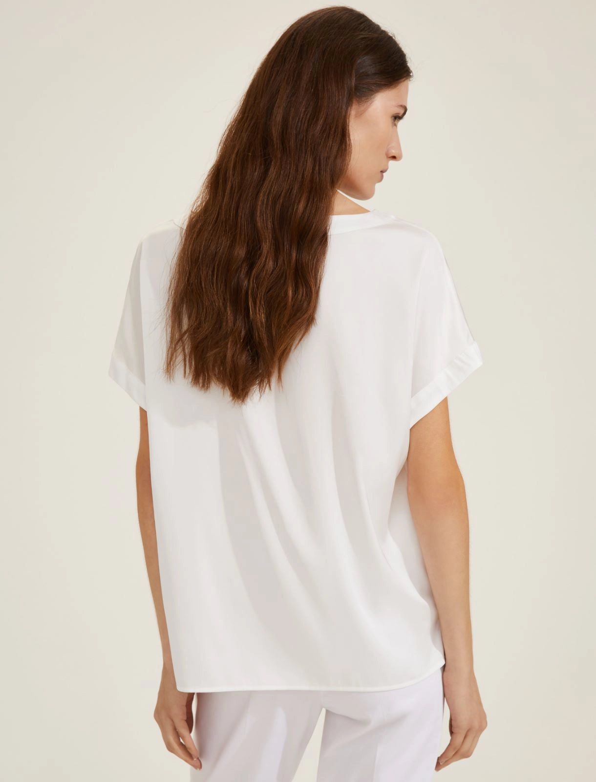 Emme Marella blusa girocollo bianca retro