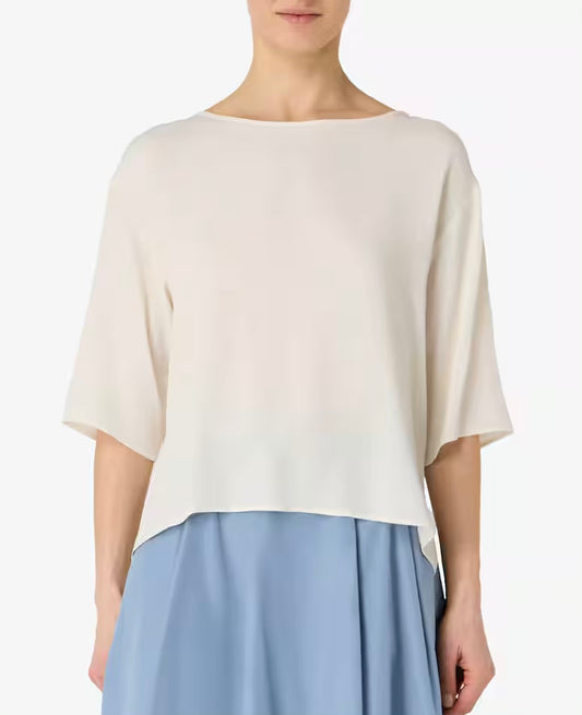 Emme Marella blusa in seta panna frontale