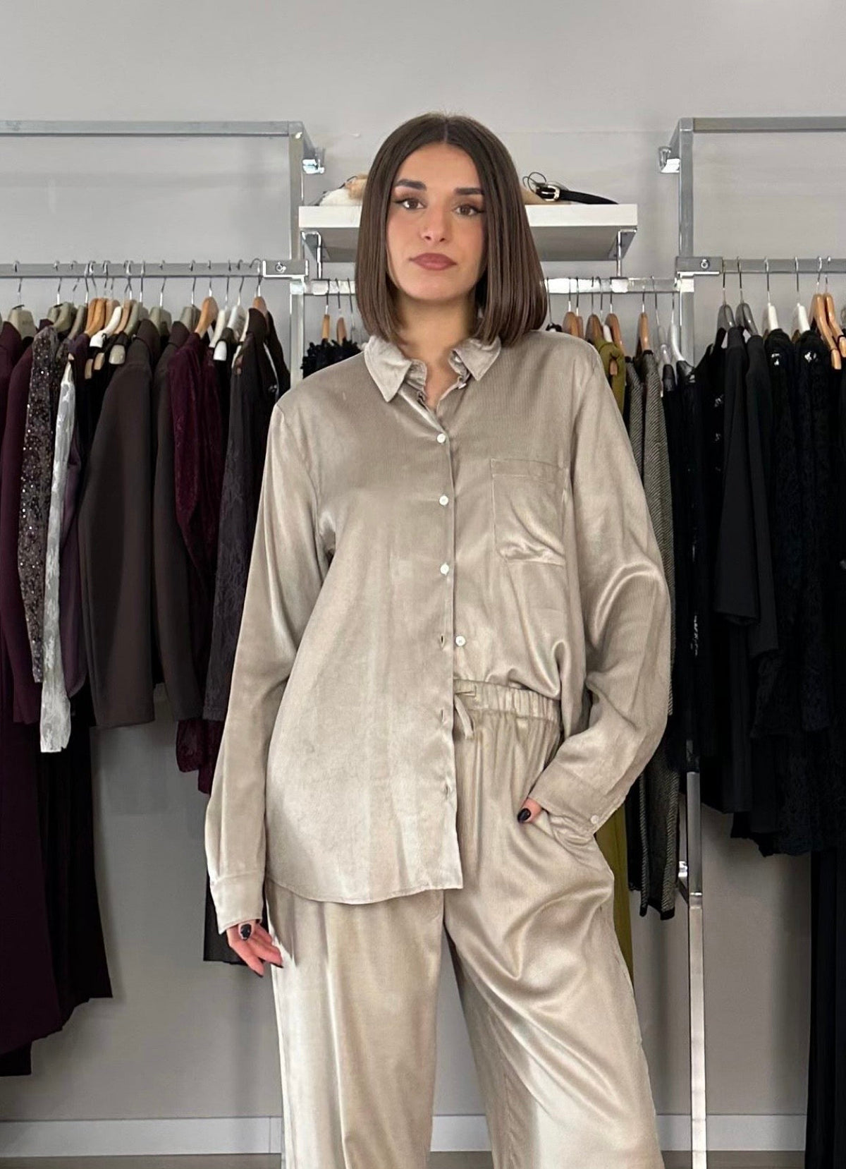 Emme Marella camicia in velluto frontale