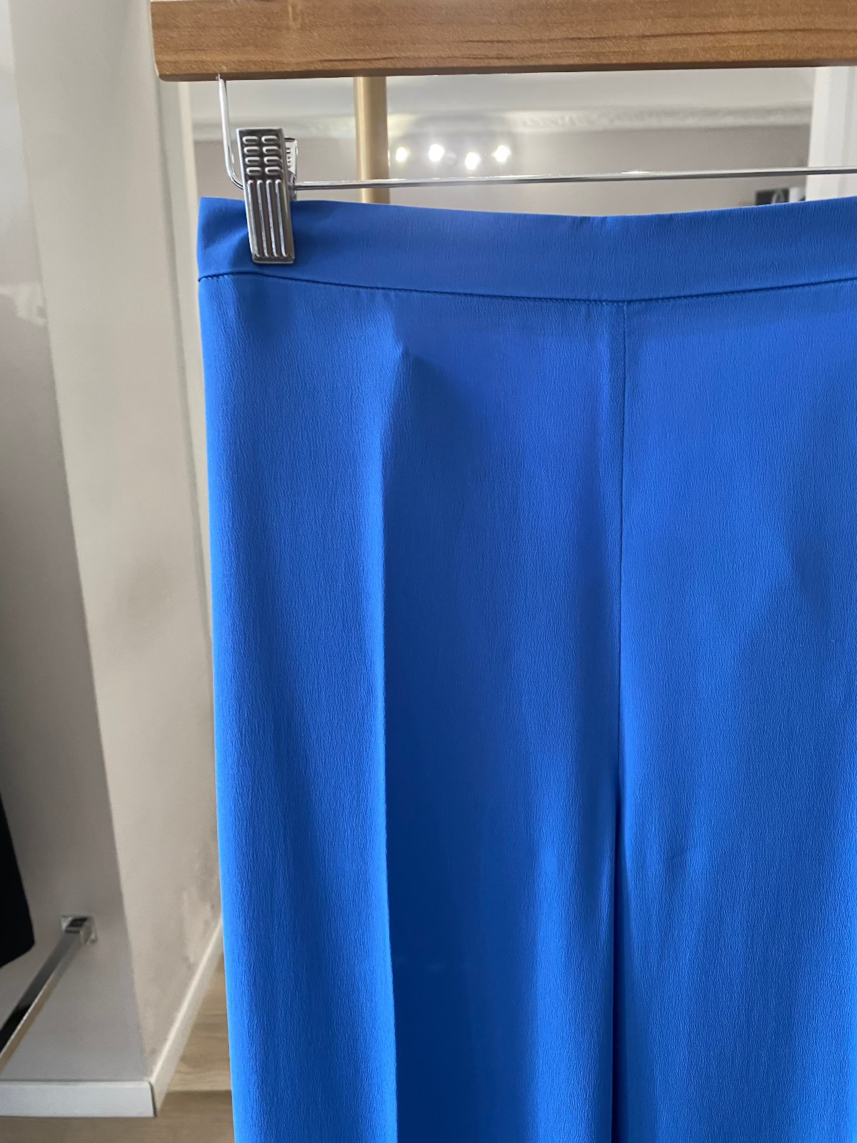 Emme Marella pantalone in misto seta azzurro dettaglio