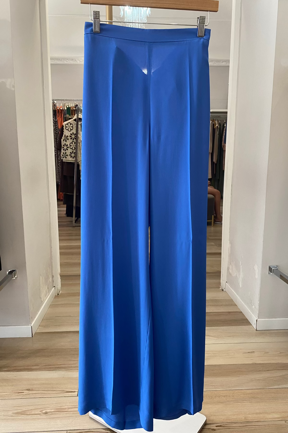 Emme Marella pantalone in misto seta azzurro frontale