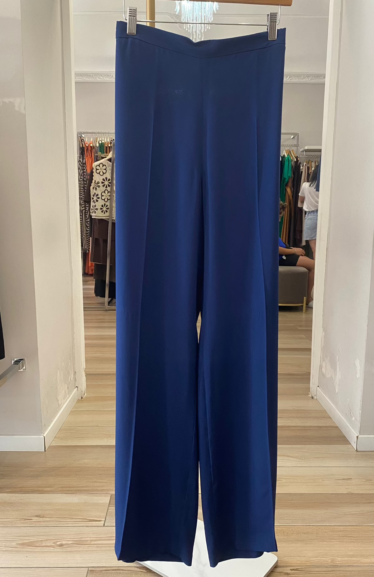 Emme Marella pantalone in misto seta blu frontale