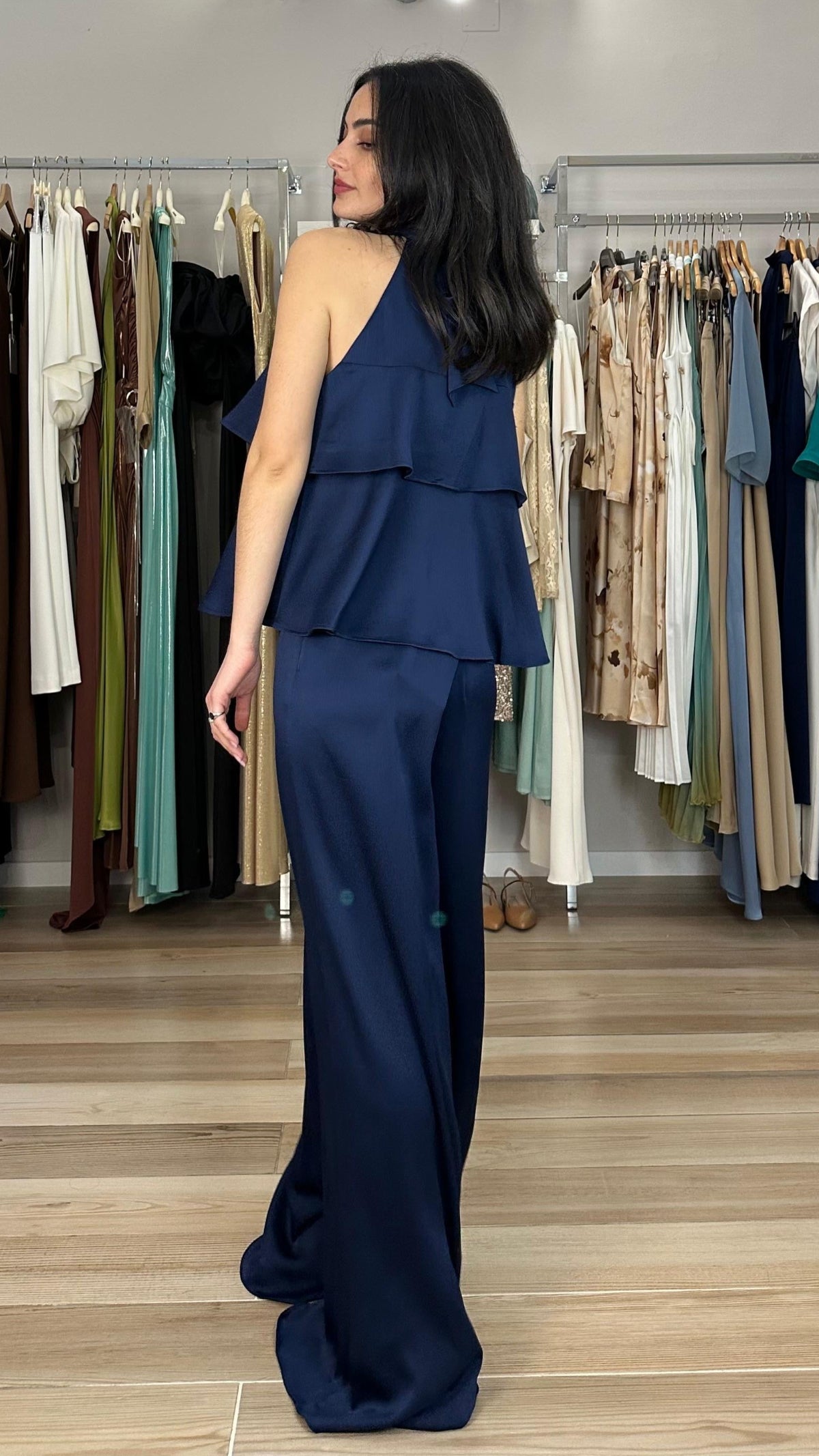 Emme Marella top con volant blu retro