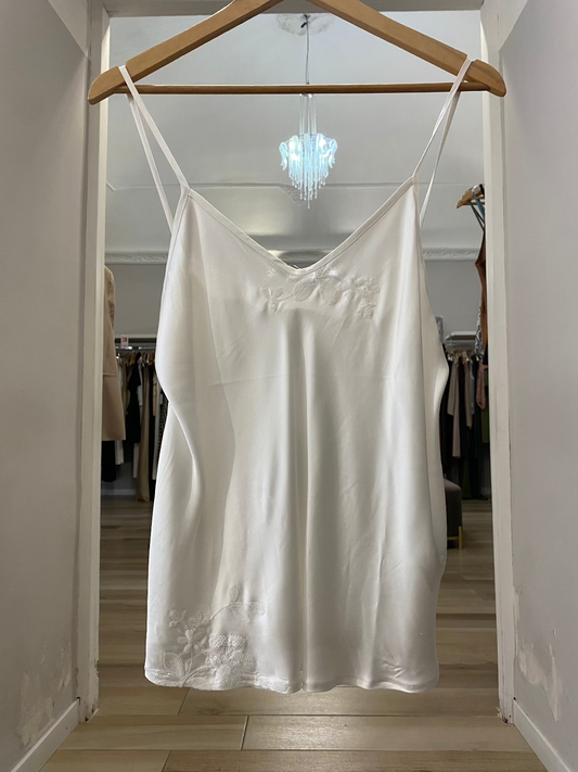 Emme Marella top satin con ricami bianco