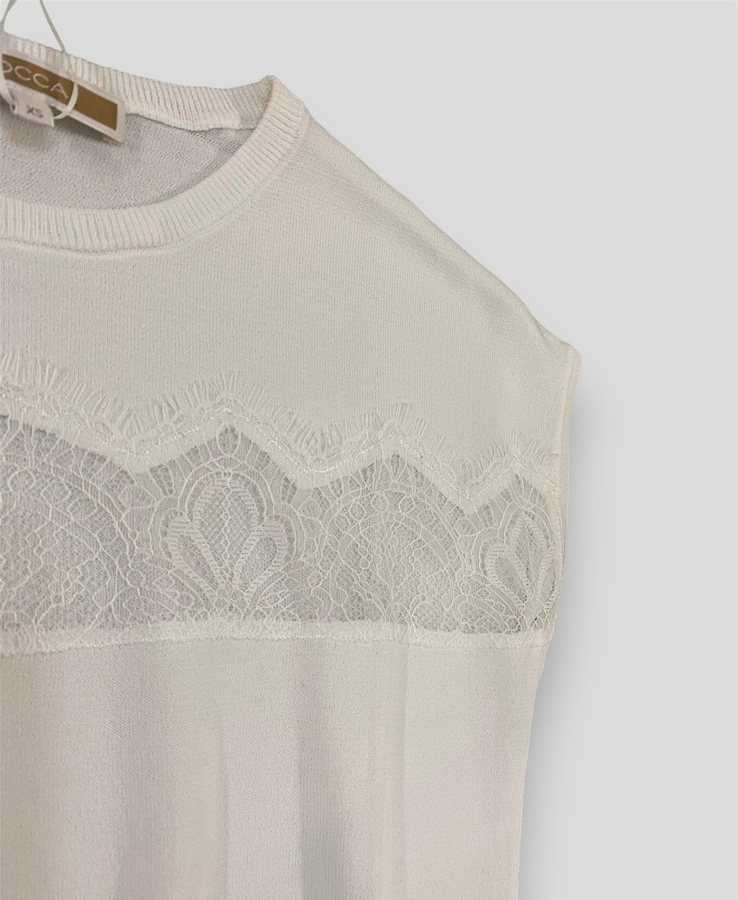 Maglia kocca pizzo bianca dettaglio