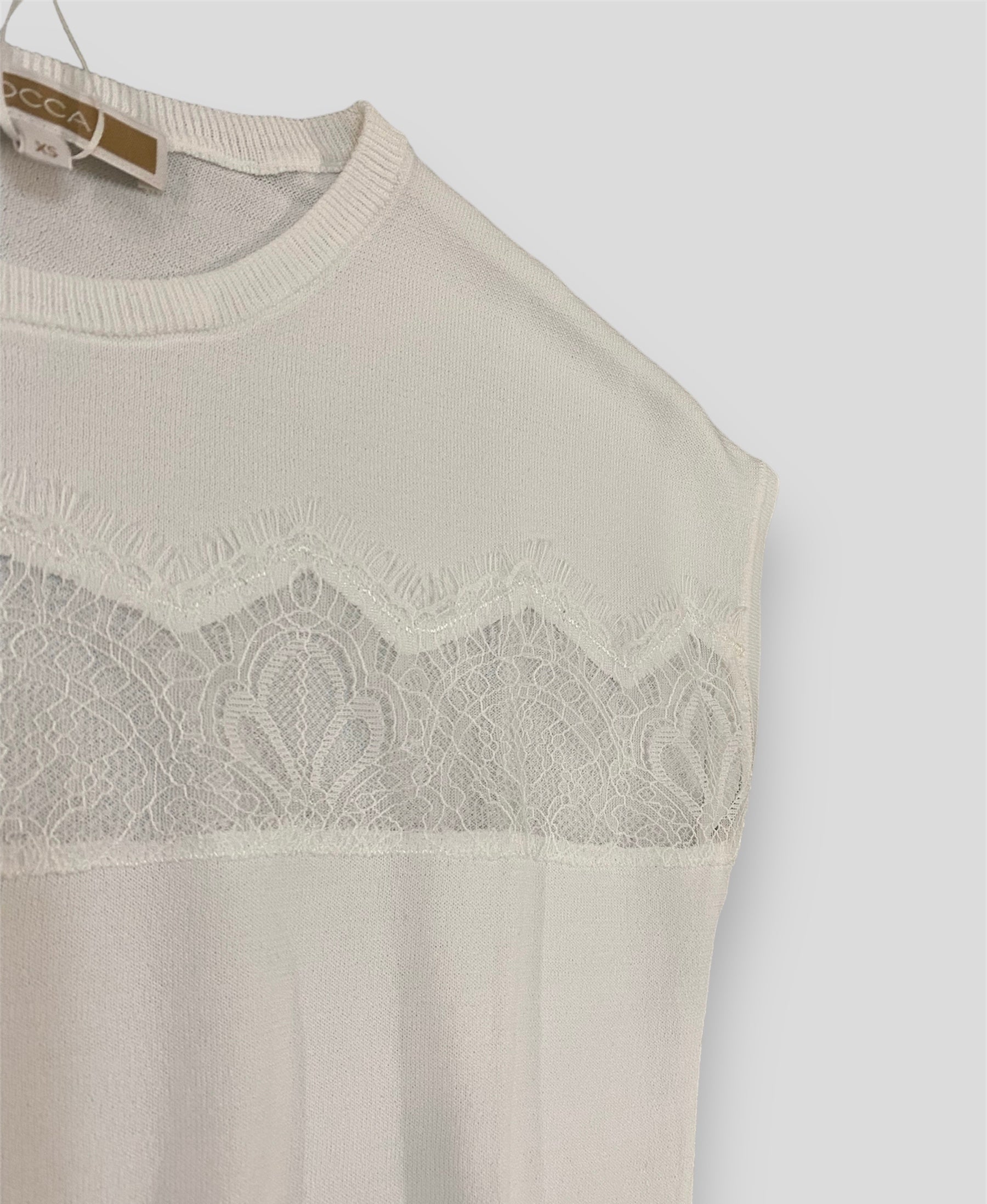 Maglia kocca pizzo bianca dettaglio