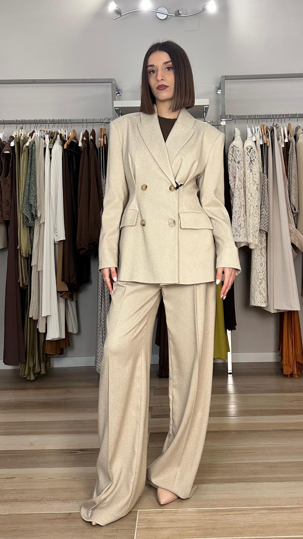 Giacca doppiopetto Maryley beige