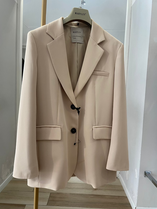 Giacca monopetto oversize Maryley beige frontale