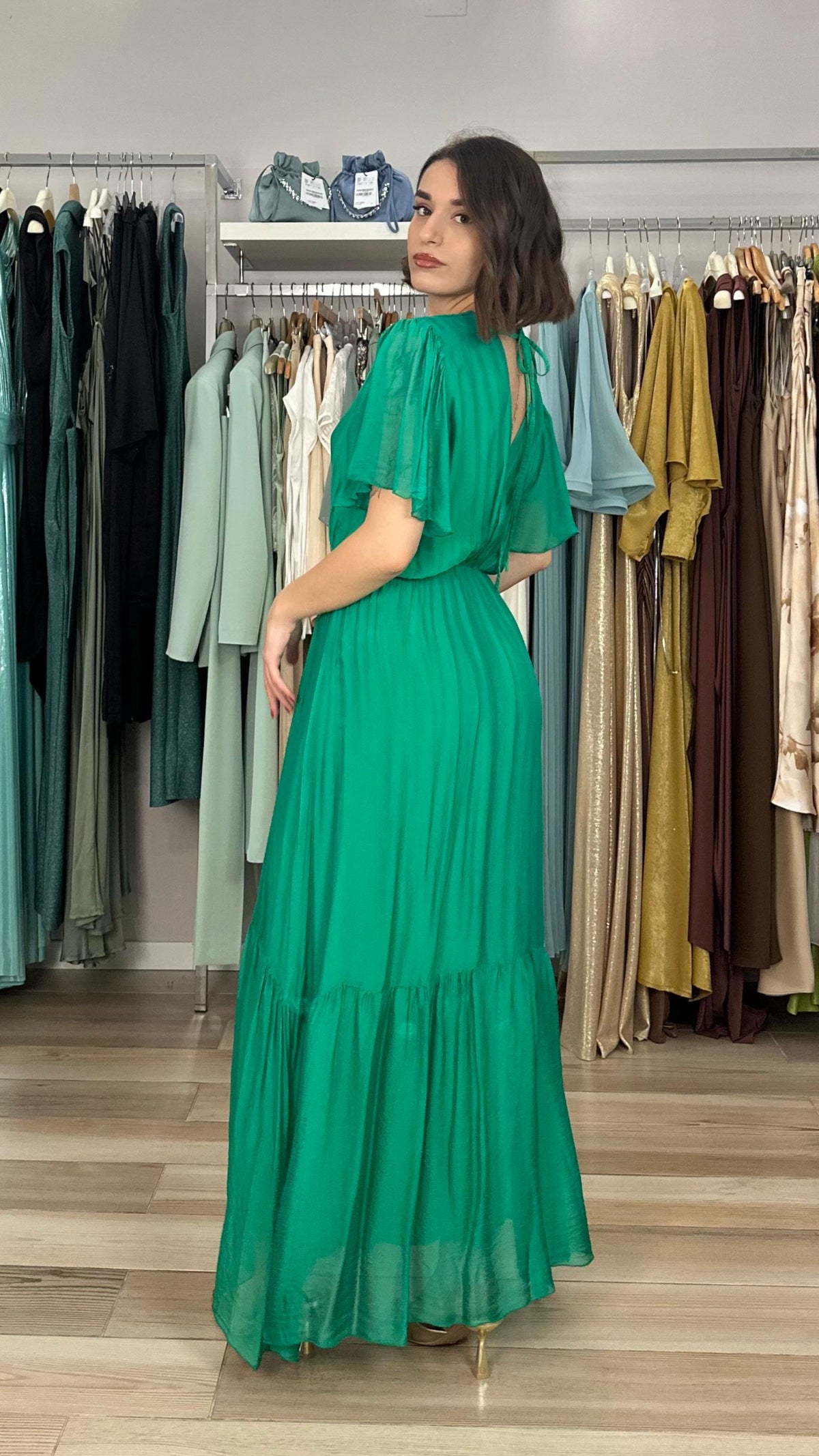 Have one abito midi verde retro