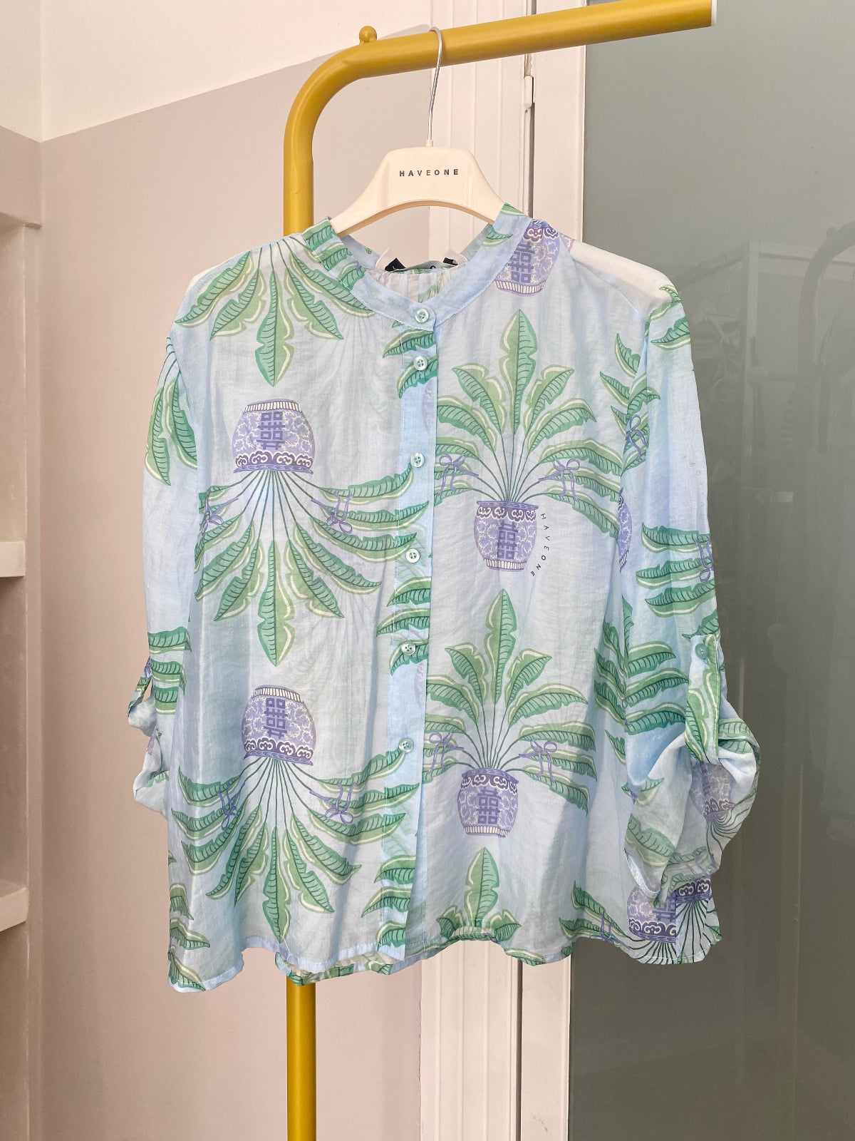 Have one camicia celeste palme - CVS-Q488