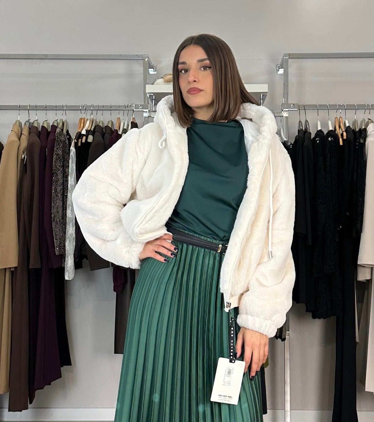 Have one ecopelliccia panna dettaglio