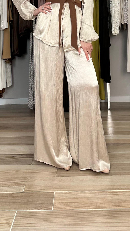 Have one pantalone palazzo beige frontale