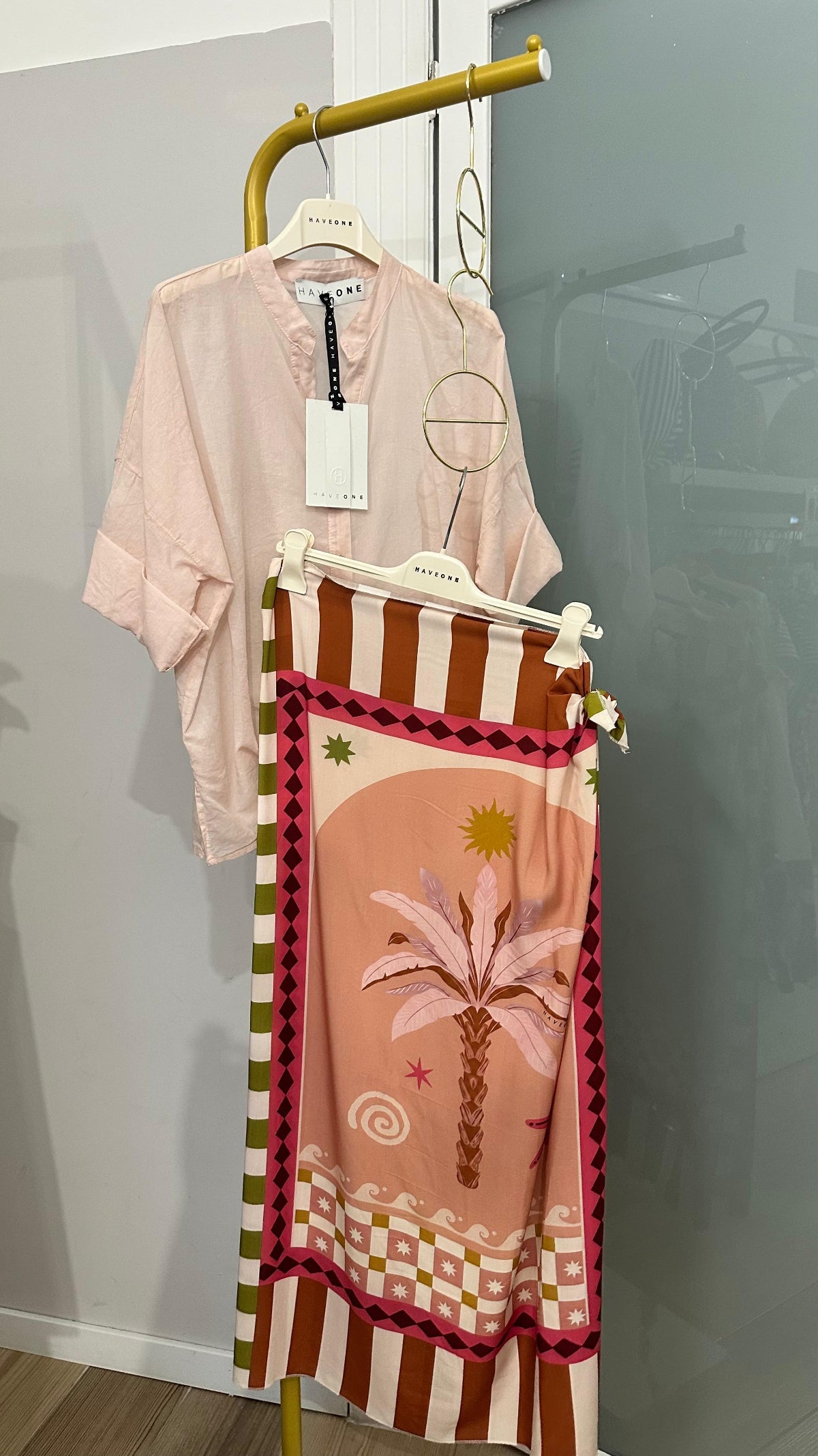 Haveone camicia in mussola rosa dettaglio