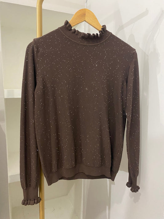 Haveone maglioncino rouches marrone