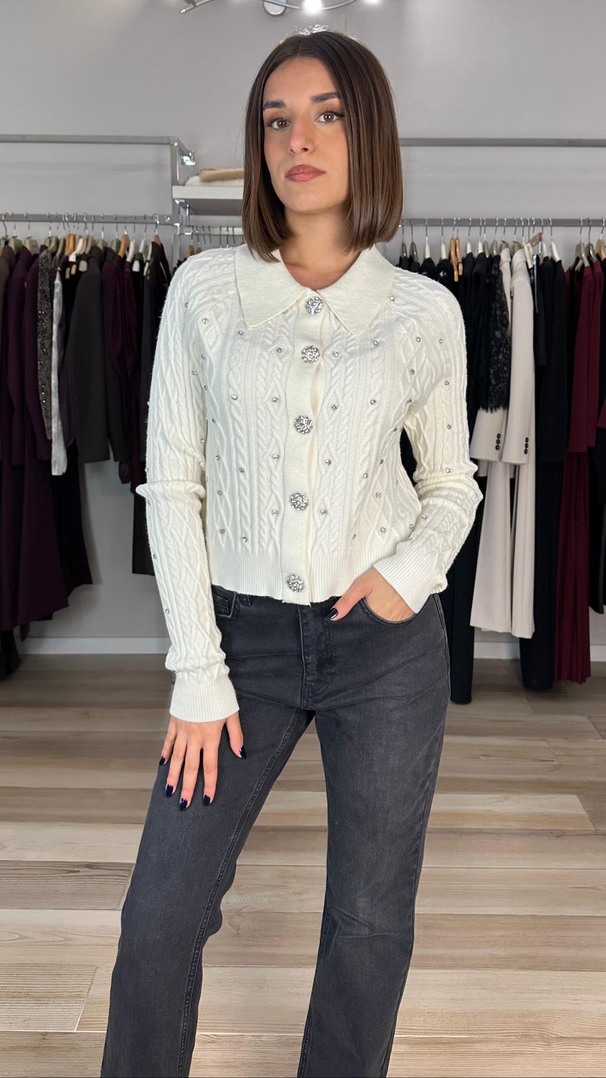 Haveone polo bottoni gioiello