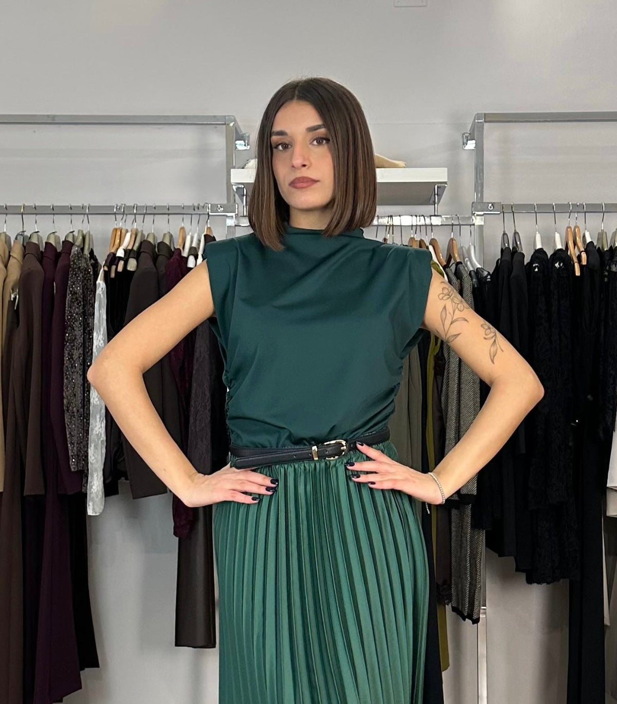 Haveone top con spalline verde