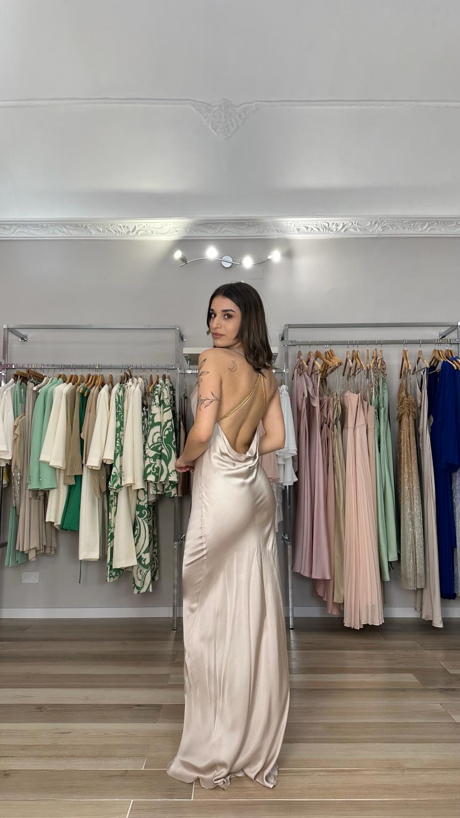 Susy mix abito lungo satin retro