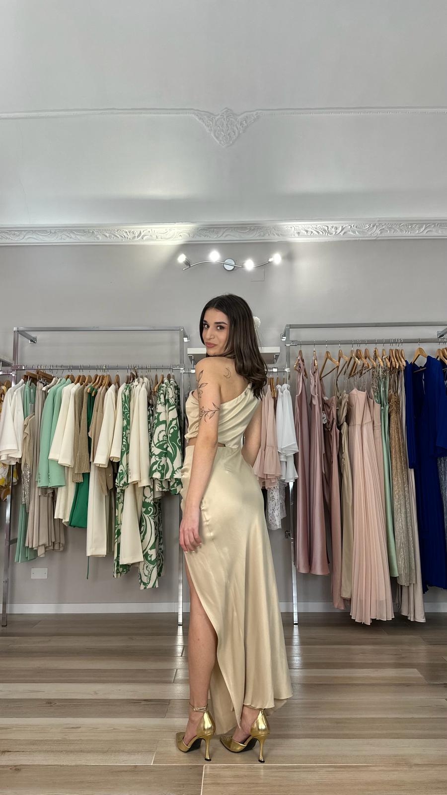 Abito oro monospalla Souvenir retro