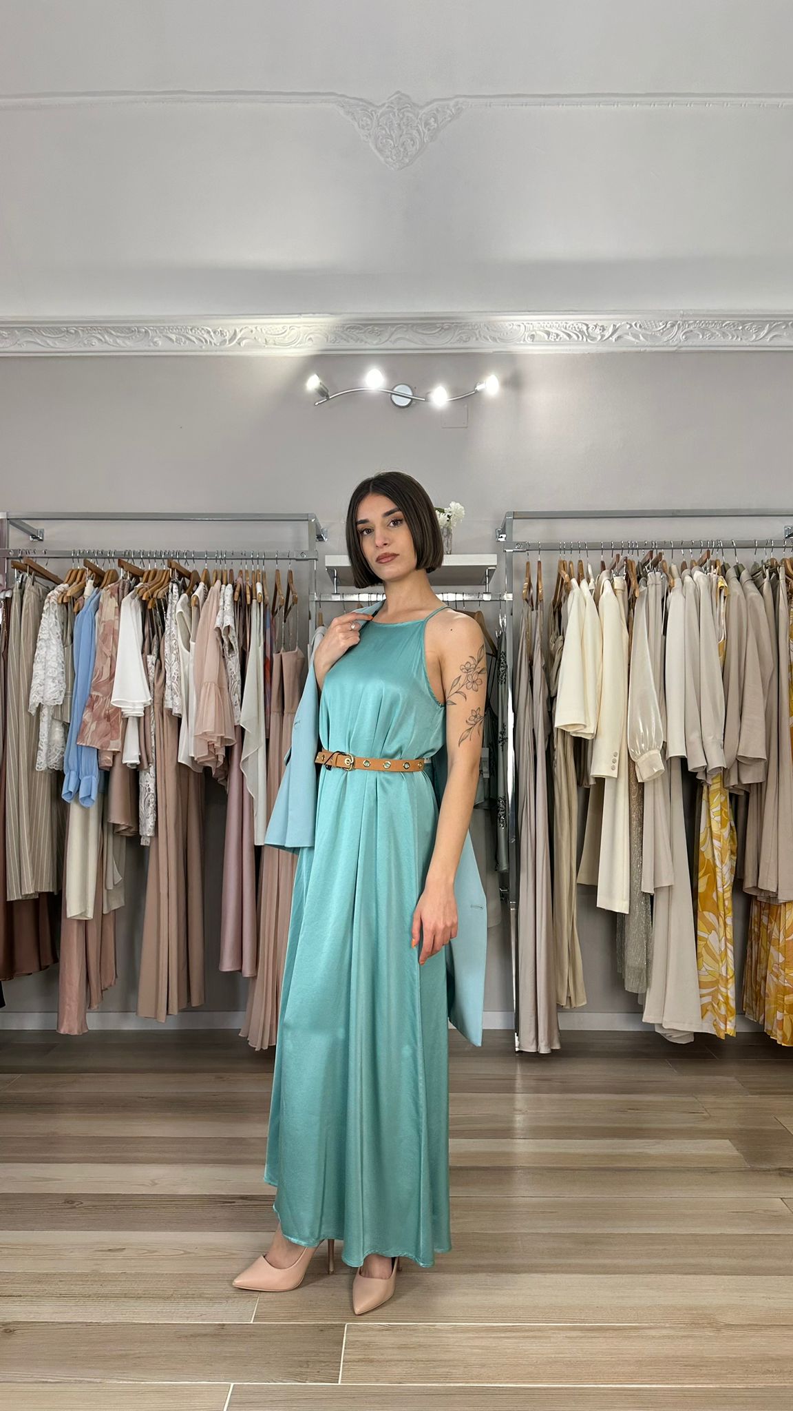 Abito Haveone verde acqua frontale