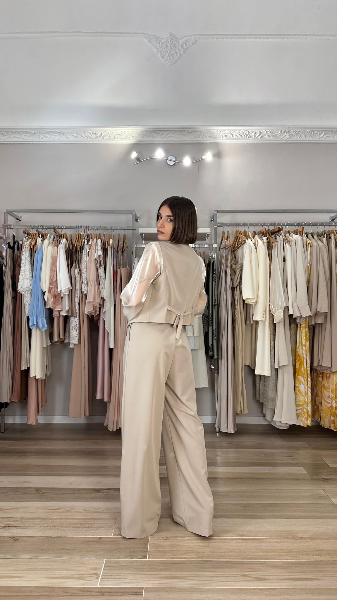 Souvenir pantalone palazzo beige