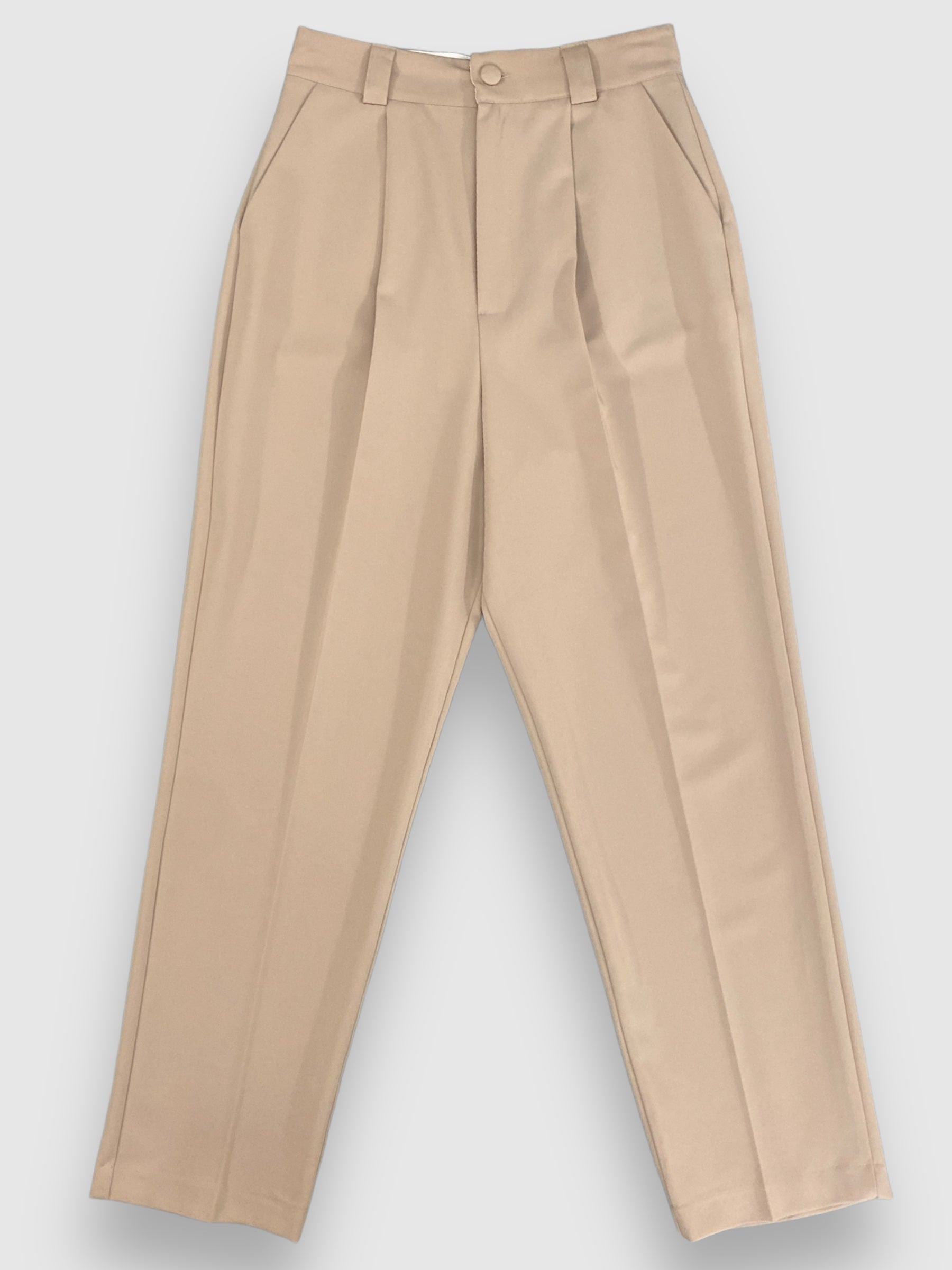 Susy mix pantalone a vita alta beige 