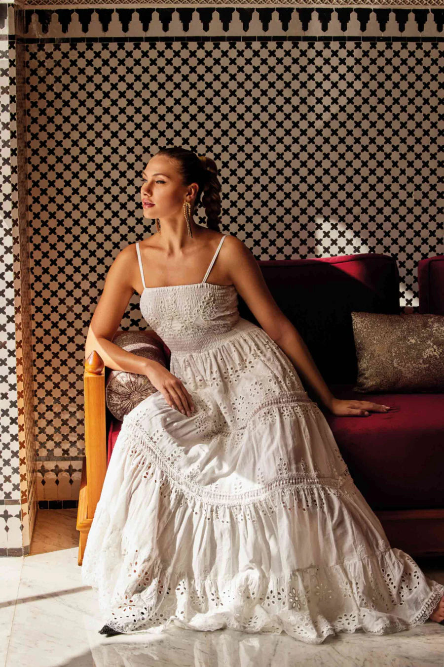 Abito lungo sangallo Iconique dettaglio