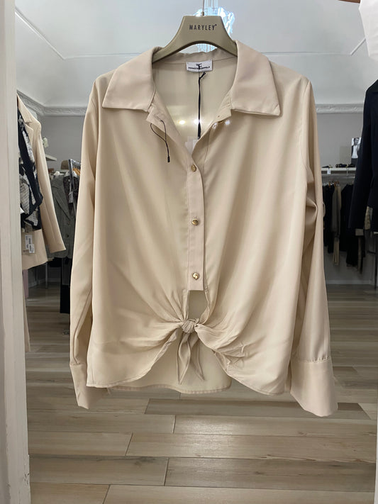 Camicia annodata beige
