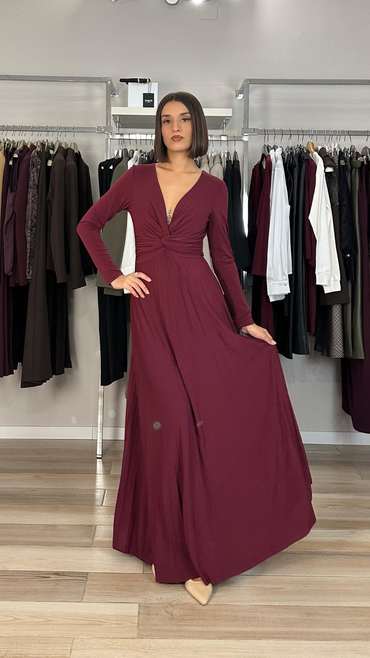 Kocca abito lungo plissè dettaglio