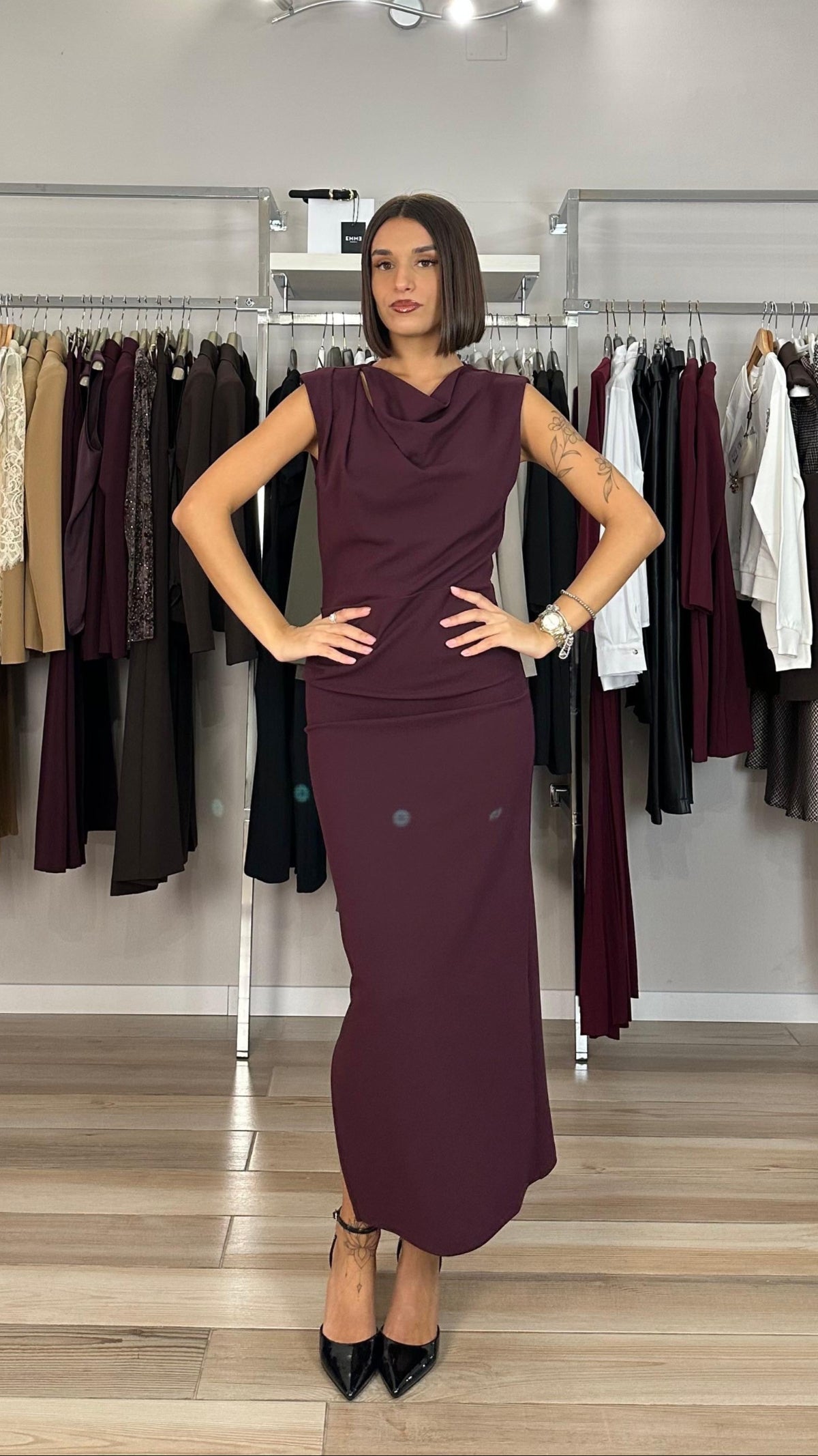 Kocca abito smanicato bordeaux frontale