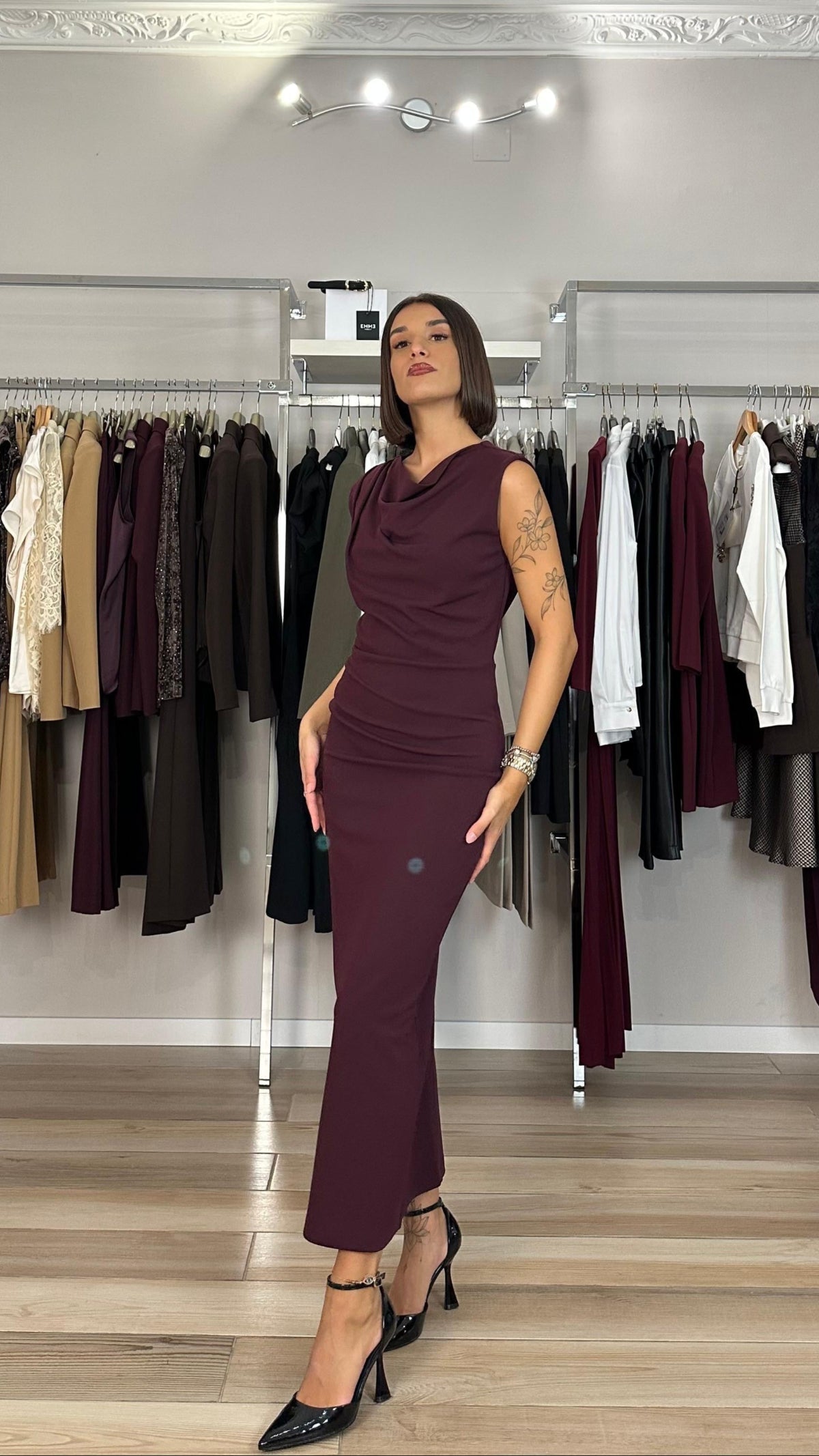 Kocca abito smanicato bordeaux laterale