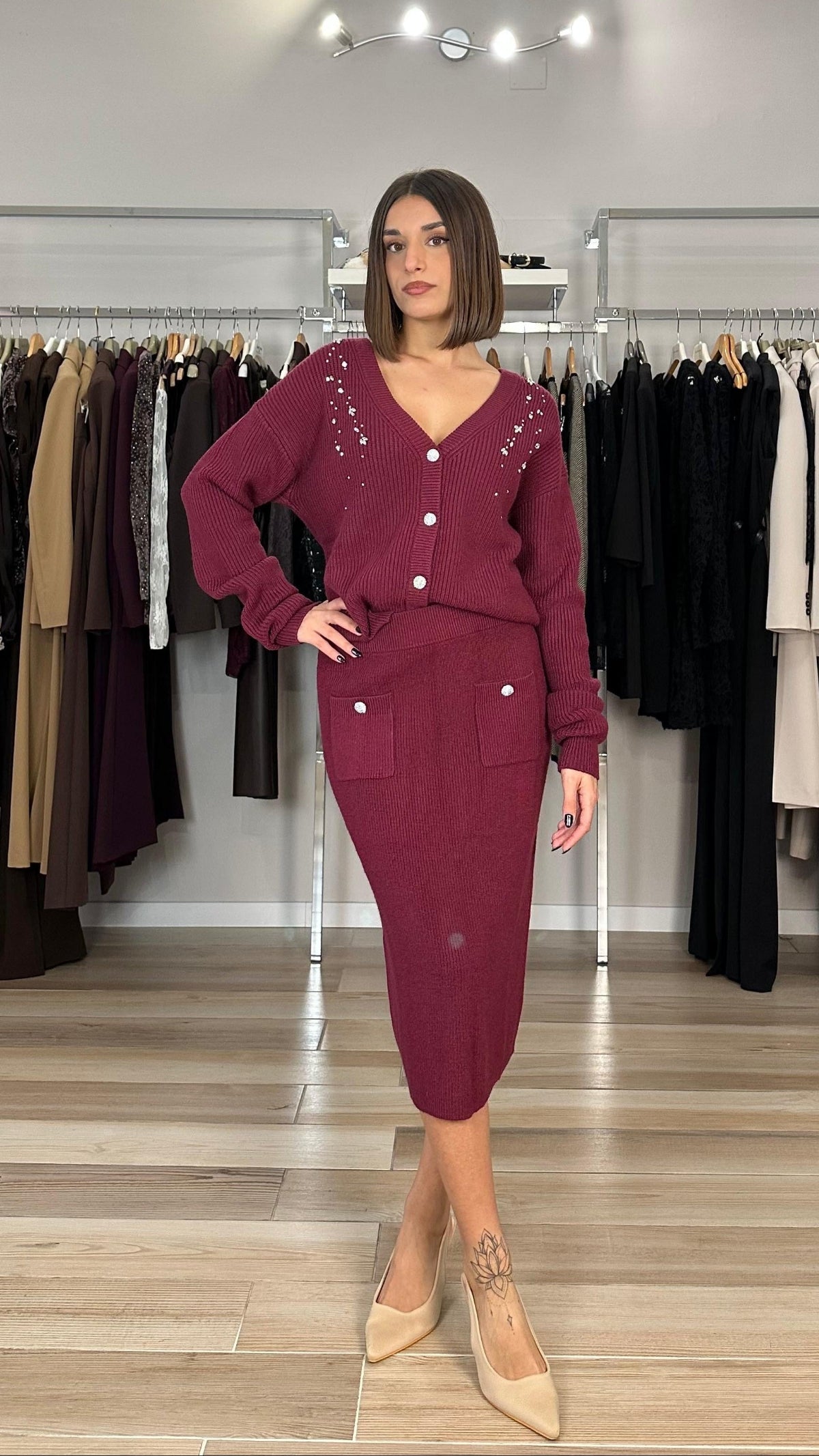 Kocca gonna in maglia bordeaux