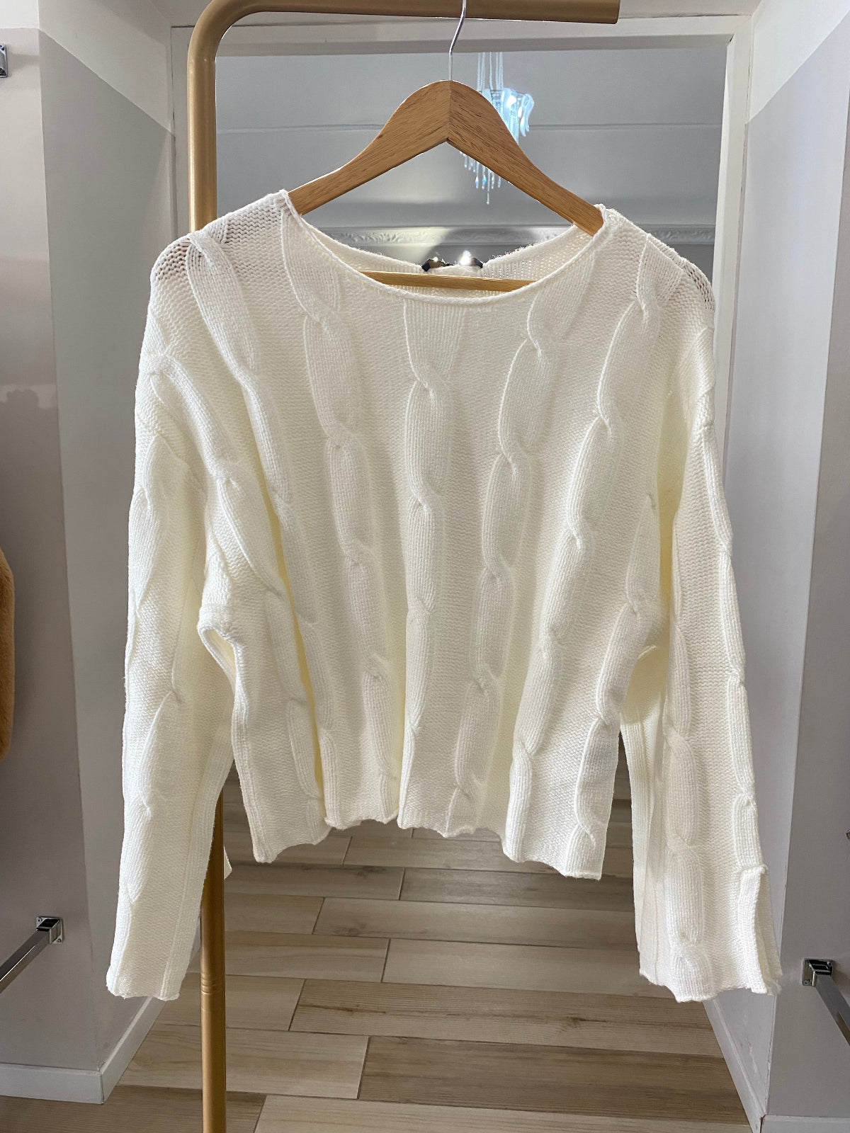 Kocca maglione a trecce panna