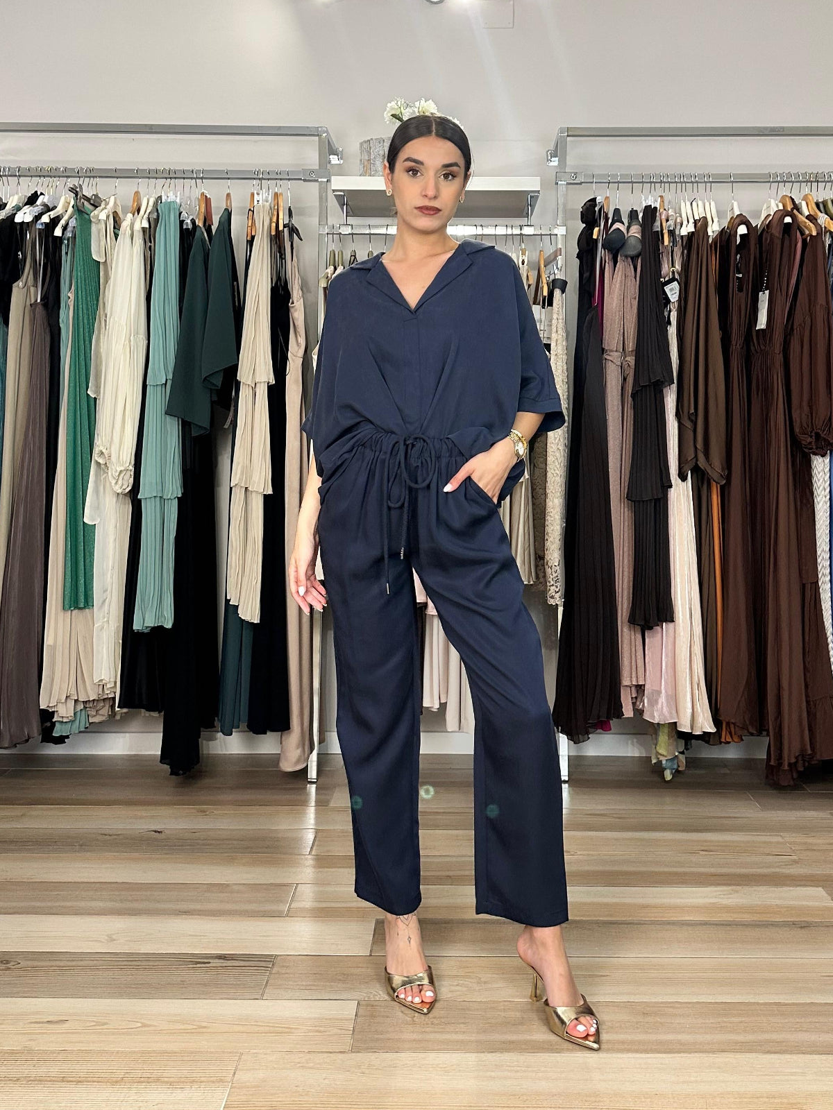 Kocca pantalone jogger blu dettaglio